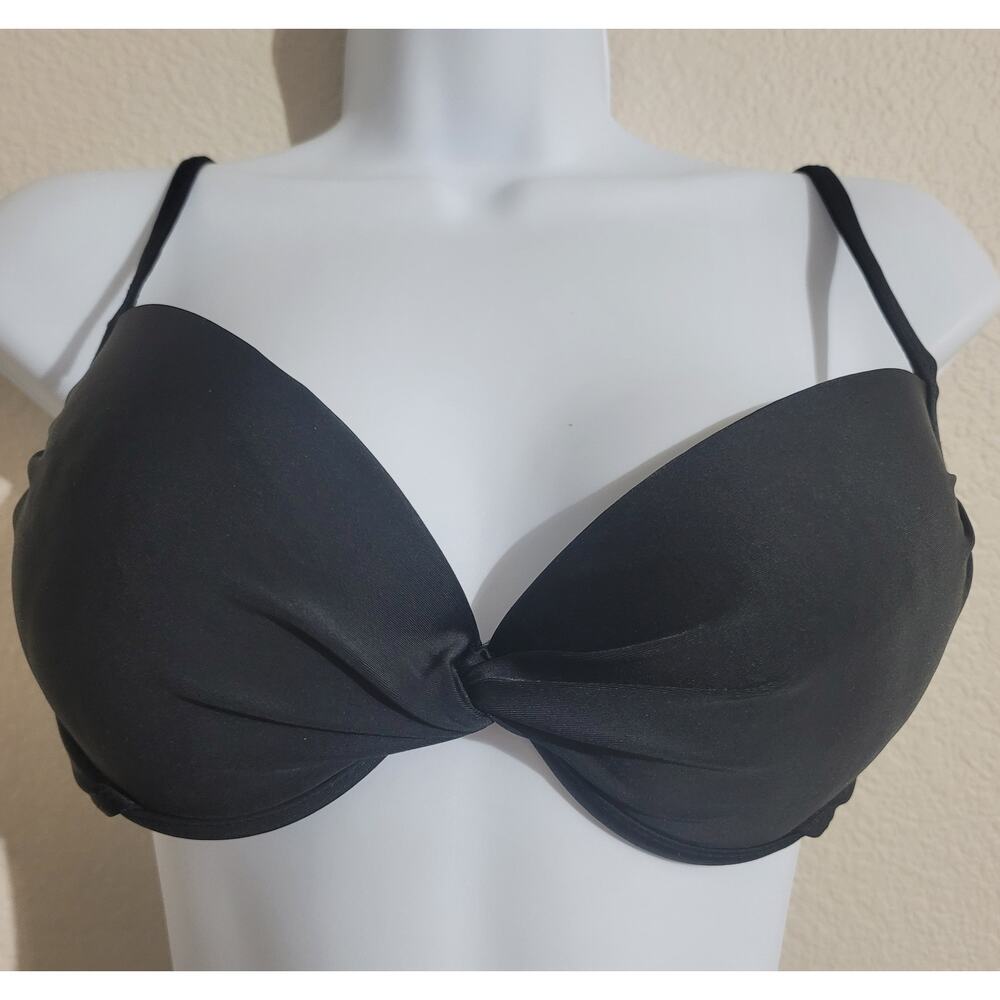 Catalina Black Knotted Front Bikini Top Medium 7 9 Juniors Push Up Padded